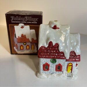Holiday Village Hand Painted Ceramics Toy Land Candle Holder